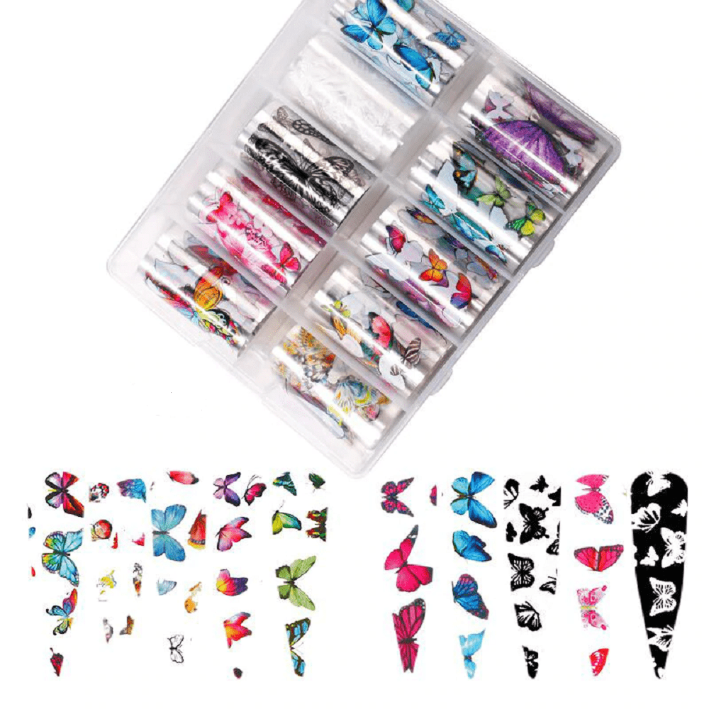 NAIL ART FOIL BUTTERFLIES - box 10