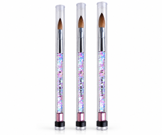 Tia’s Beauty Pinched Kolinsky Sable Acrylic Brush – Sizes 8, 10 & 12