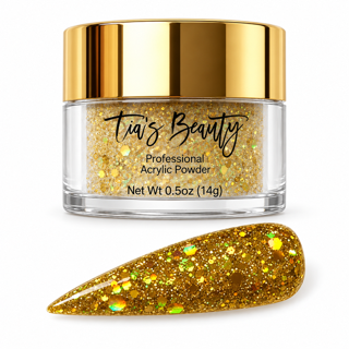 Glitter Acrylic Nail Powder – Golden Jewel