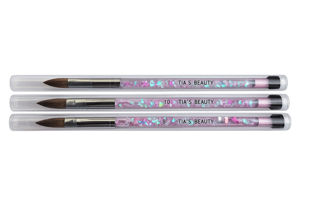 Glitter Handle Kolinsky Sable Acrylic Brush - Size 8/10/12