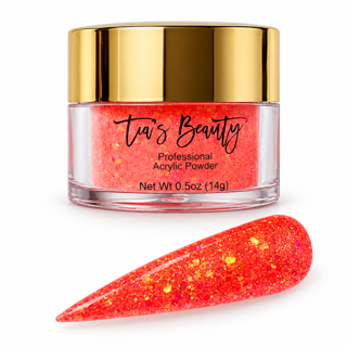 Glitter Acrylic Nail Powder – Papaya Crush