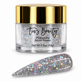 Glitter Acrylic Nail Powder – Silver Lining